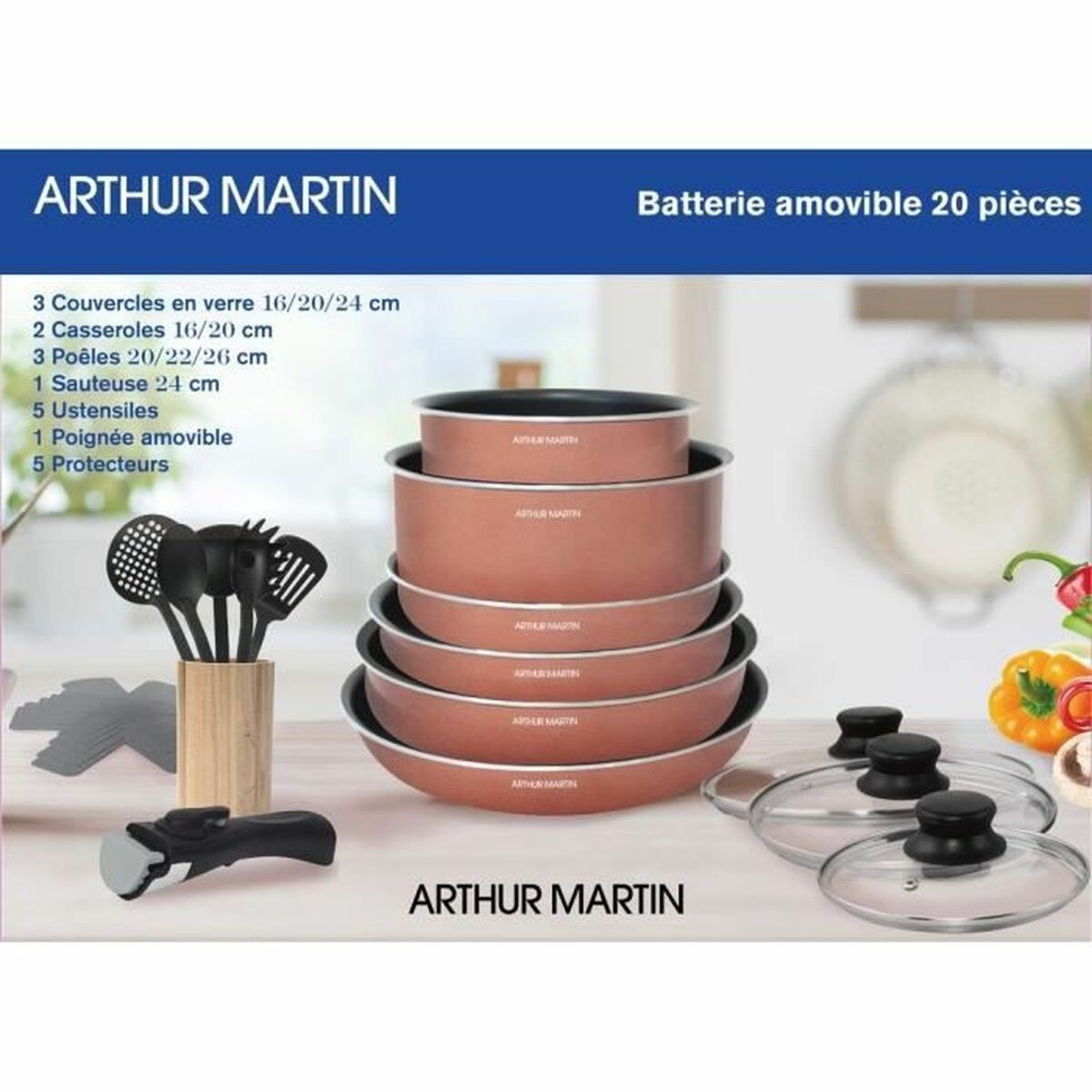 Batería de Cocina Arthur Martin 20 Piezas